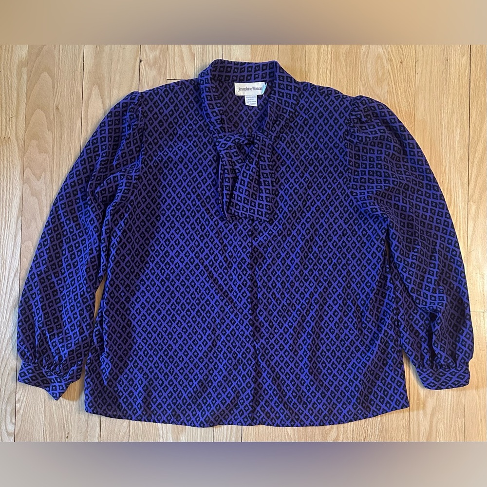 Vintage Josephine Women Purple & Black Patterned ButtonUp Blouse, Size 42 (22 W)